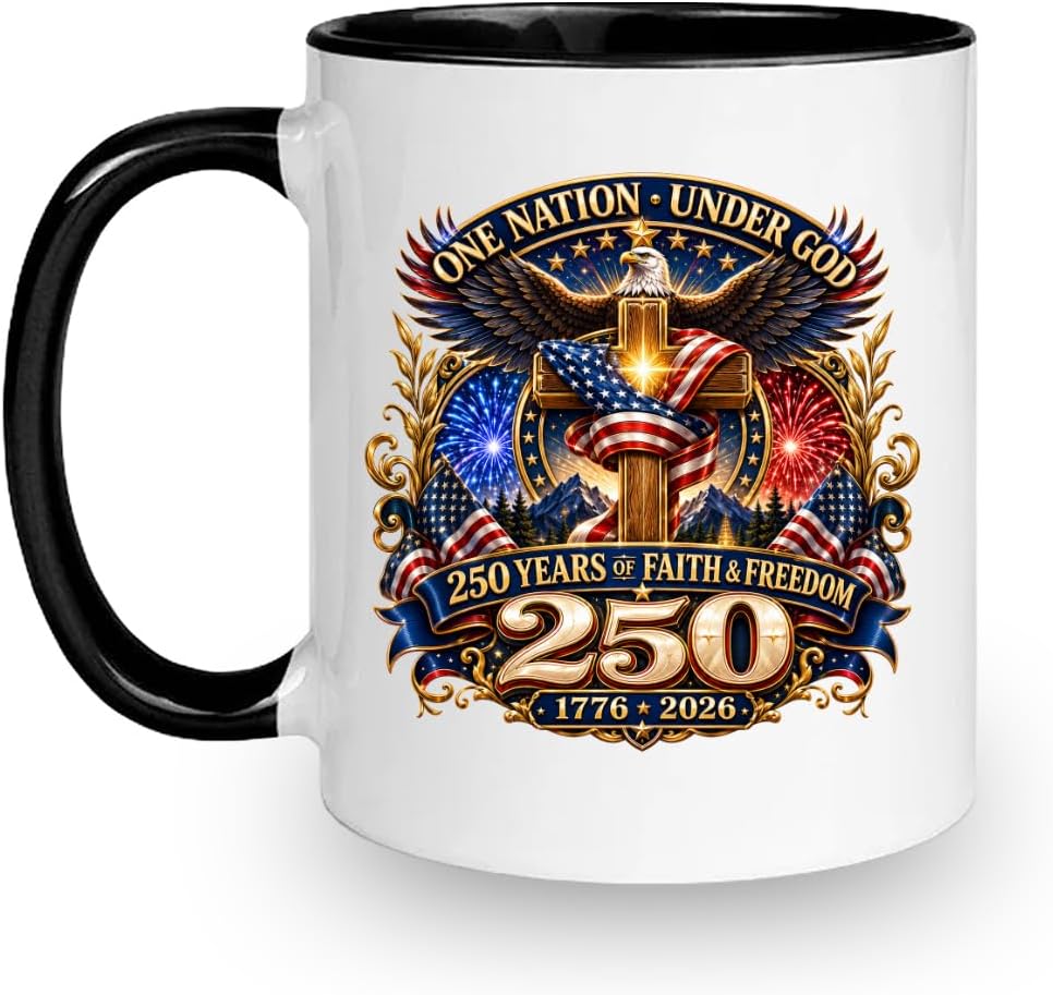 250th Anniversary USA Coffee Mug Patriotic 1776 to 2026 American Ceramic Cup 11 oz 4th of July Independence Day Tea Coffee Gift Men Women