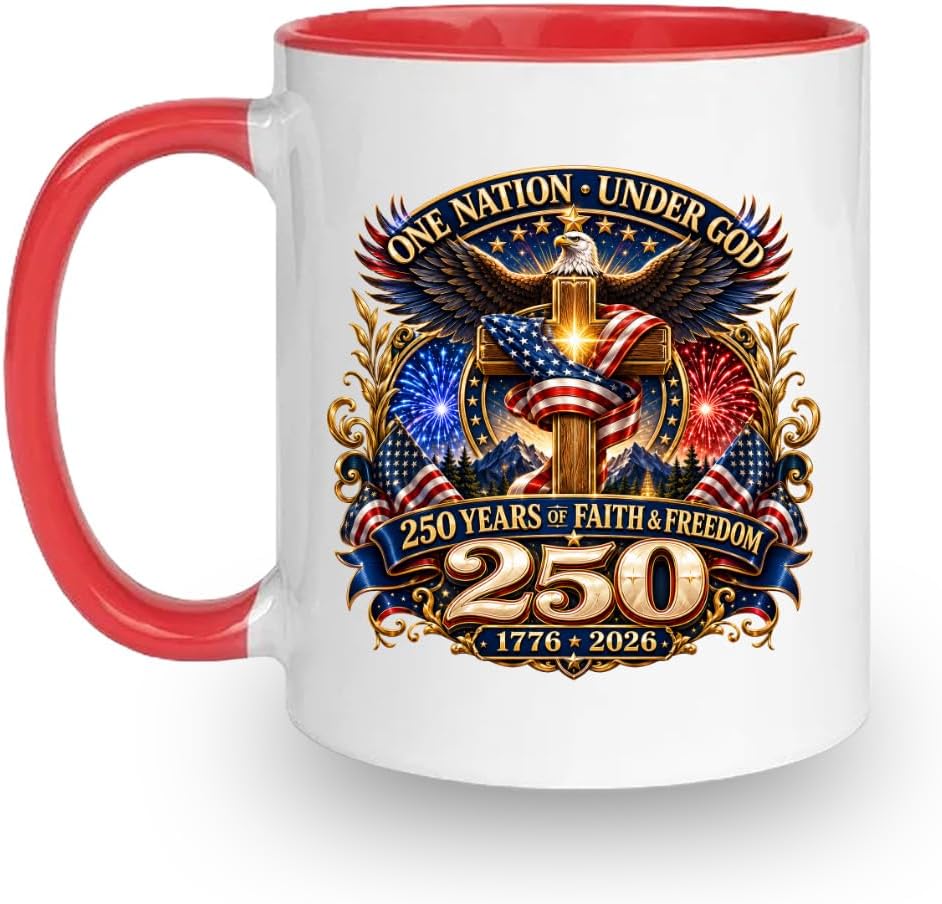 250th Anniversary USA Coffee Mug Patriotic 1776 to 2026 American Ceramic Cup 11 oz 4th of July Independence Day Tea Coffee Gift Men Women
