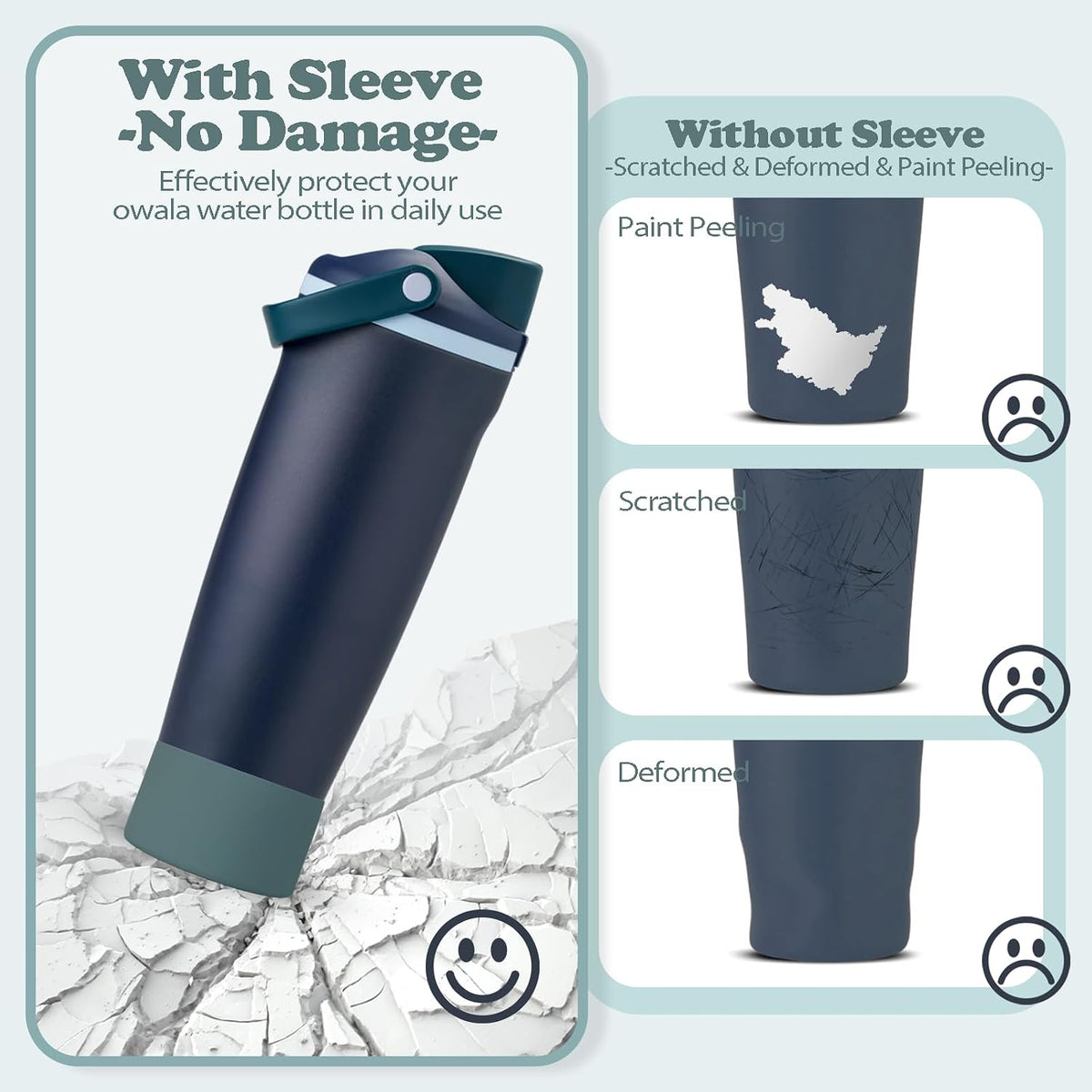 2PCS Silicone Boots for Owala 30oz & 40oz FreeSip Sway Bottles & Tumblers – Non-Slip, Scratch-Resistant, Stability Enhancer for Owala Accessories (Eucalyptus Green) - Colors B