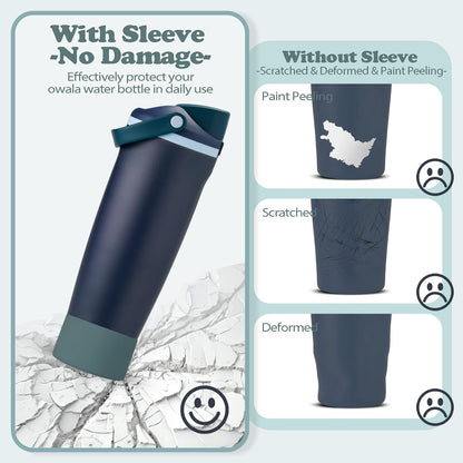 2PCS Silicone Boots for Owala 30oz & 40oz FreeSip Sway Bottles & Tumblers – Non-Slip, Scratch-Resistant, Stability Enhancer for Owala Accessories (Eucalyptus Green) - Colors B