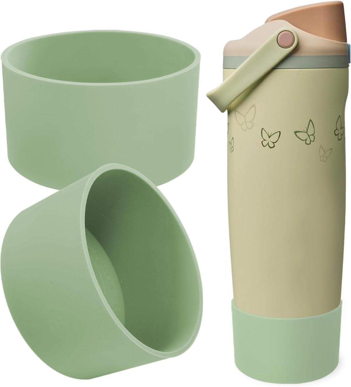 2PCS Silicone Boots for Owala 30oz & 40oz FreeSip Sway Bottles & Tumblers – Non-Slip, Scratch-Resistant, Stability Enhancer for Owala Accessories (Eucalyptus Green) - Colors B