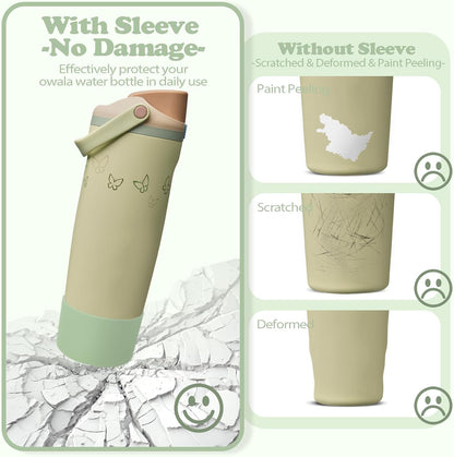 2PCS Silicone Boots for Owala 30oz & 40oz FreeSip Sway Bottles & Tumblers – Non-Slip, Scratch-Resistant, Stability Enhancer for Owala Accessories (Eucalyptus Green) - Colors B