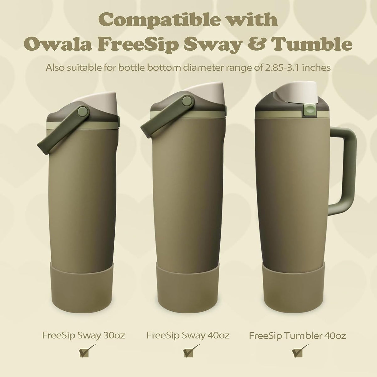 2PCS Silicone Boots for Owala 30oz & 40oz FreeSip Sway Bottles & Tumblers – Non-Slip, Scratch-Resistant, Stability Enhancer for Owala Accessories (Eucalyptus Green) - Colors B