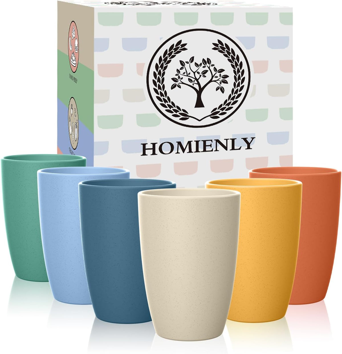 Wheat Straw Cups 12oz Unbreakable & Easy to Clean Cups Reusable Outdoor Drinking Cups for Travel,Camping,Picnic, Refrigerator and Dishwasher Safe Stackable Water Tumblers- White