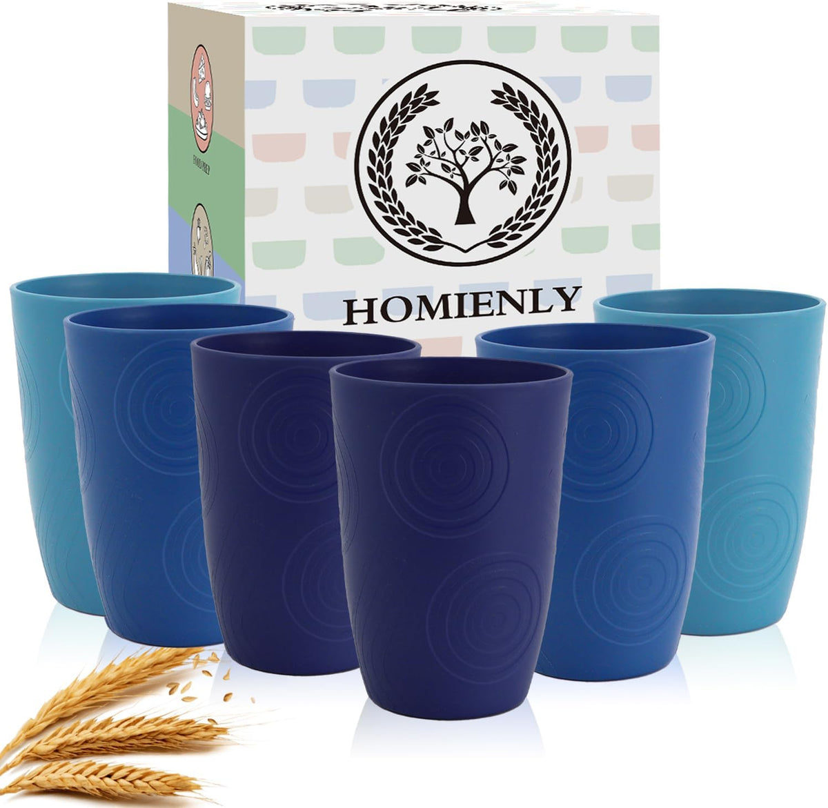 Wheat Straw Cups 12oz Unbreakable & Easy to Clean Cups Reusable Outdoor Drinking Cups for Travel,Camping,Picnic, Refrigerator and Dishwasher Safe Stackable Water Tumblers- White