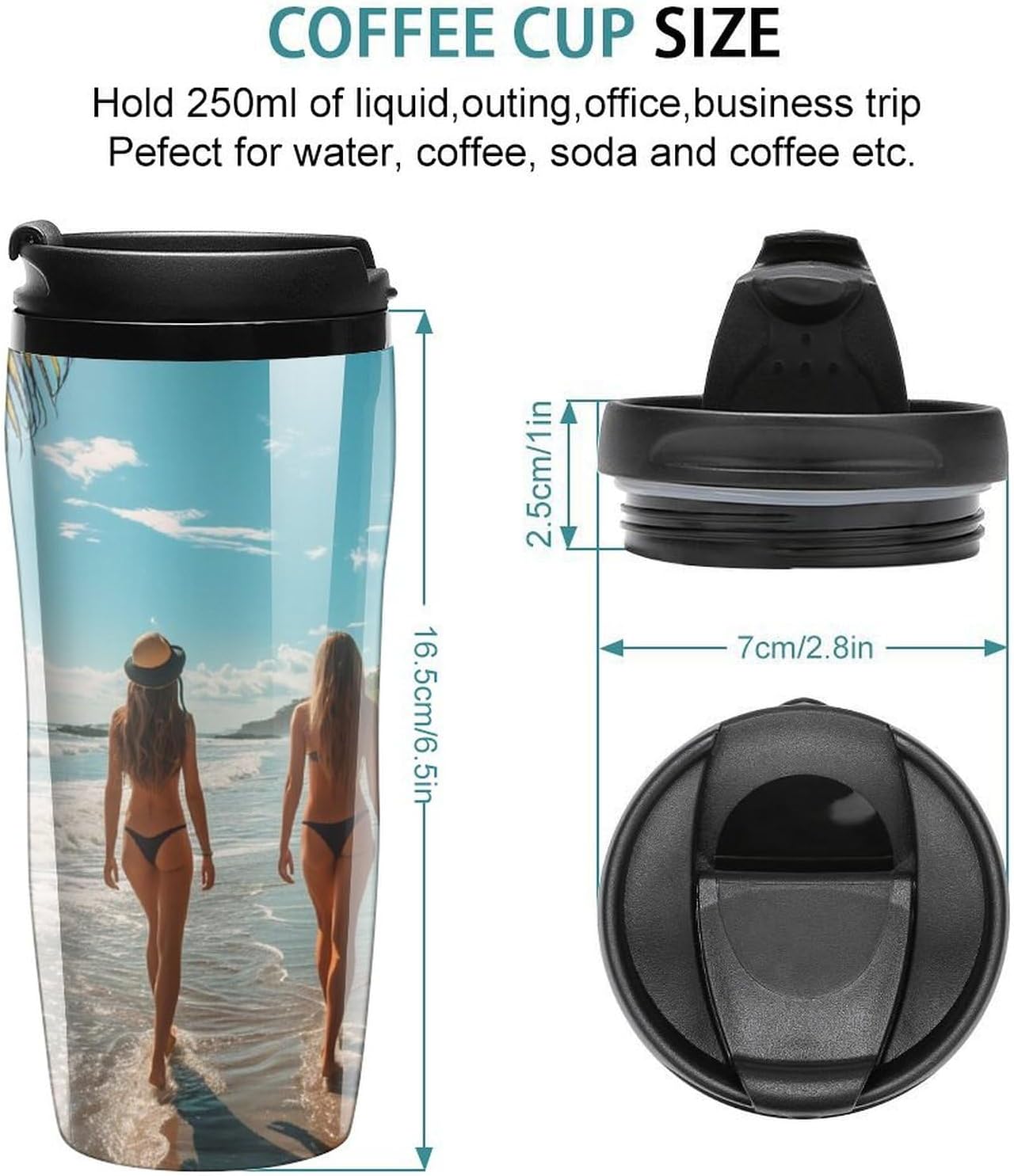 Clear Picture of A Wall with A Window with Flowers And A Bicycle Coffee Mug with Lid Flip Top Double Wall Plastic Coffee Cups Drinks Tumbler 350ml