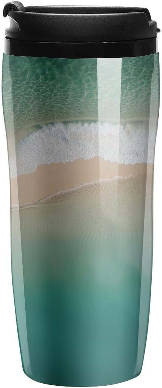 Clear Picture of A Wall with A Window with Flowers And A Bicycle Coffee Mug with Lid Flip Top Double Wall Plastic Coffee Cups Drinks Tumbler 350ml