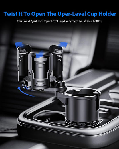 Cup Holder Expander for car 2 in 1 Multifunctional Car Cup Holder Extender Adapter with Adjustable Base Compatible with Hydro Flask,Yeti, Nalgene,32/40 oz Large Bottles Drinks Mugs,Bigcup-Small