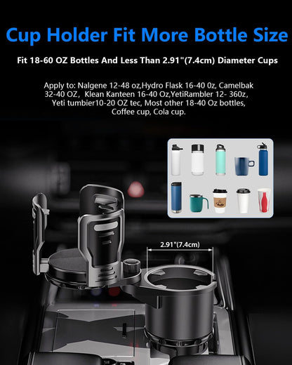 Cup Holder Expander for car 2 in 1 Multifunctional Car Cup Holder Extender Adapter with Adjustable Base Compatible with Hydro Flask,Yeti, Nalgene,32/40 oz Large Bottles Drinks Mugs,Bigcup-Small