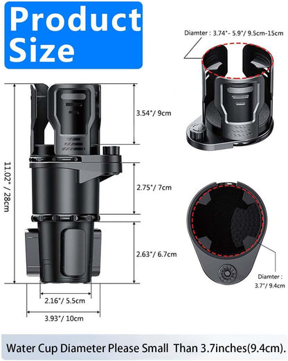 Cup Holder Expander for car 2 in 1 Multifunctional Car Cup Holder Extender Adapter with Adjustable Base Compatible with Hydro Flask,Yeti, Nalgene,32/40 oz Large Bottles Drinks Mugs,Bigcup-Small