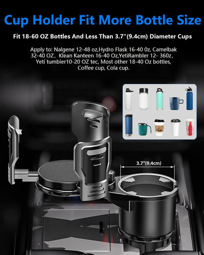 Cup Holder Expander for car 2 in 1 Multifunctional Car Cup Holder Extender Adapter with Adjustable Base Compatible with Hydro Flask,Yeti, Nalgene,32/40 oz Large Bottles Drinks Mugs,Bigcup-Small