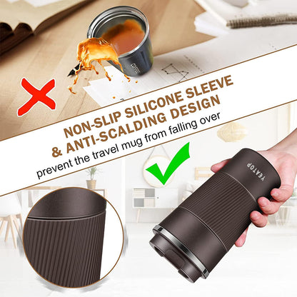 Coffee Mug 16oz - Insulated Travel Coffee Mug Spill Proof, Stainless Steel Vacuum Thermal Coffee Cup with Leakproof Lid Double Wall Coffee Tumbler for Hot/Iced Beverage -Black,510ml