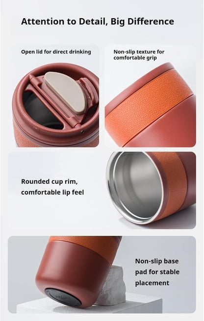 Insulated Travel Mug, Vacuum Double Wall Stainless Steel Coffee Cup with Wide Mouth and Leak Proof Lid, Stainless Steel Tumbler for Office Work Commute, 9.5oz (Green, Small)
