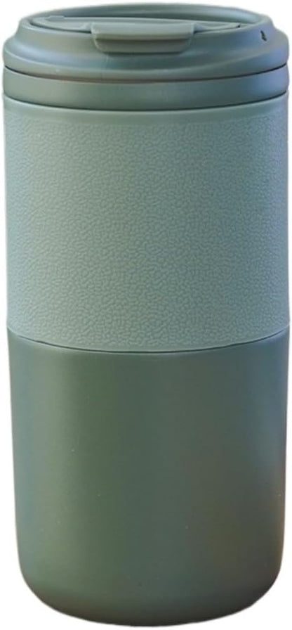Insulated Travel Mug, Vacuum Double Wall Stainless Steel Coffee Cup with Wide Mouth and Leak Proof Lid, Stainless Steel Tumbler for Office Work Commute, 9.5oz (Green, Small)