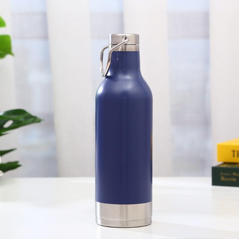 25oz Tactical Stainless Steel Carabiner Mug, Vacuum Insulated Leak Proof Water Bottle with Twist Cap & Wrist Strap, Fits Car Cup Holders for Travel & Gym (Green)