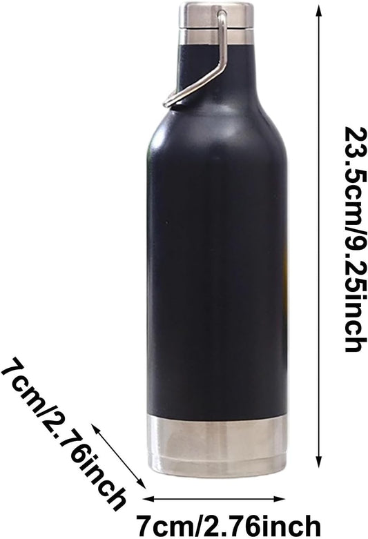 25oz Tactical Stainless Steel Carabiner Mug, Vacuum Insulated Leak Proof Water Bottle with Twist Cap & Wrist Strap, Fits Car Cup Holders for Travel & Gym (Green)