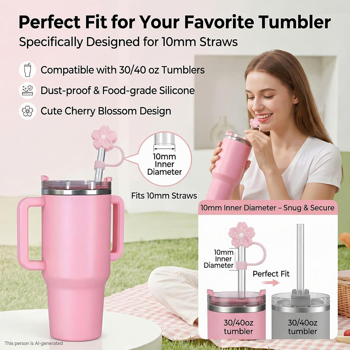 BTYHAOS Straw Covers, Dust Proof Straw Toppers Fit Stanley 30 40oz Tumbler
