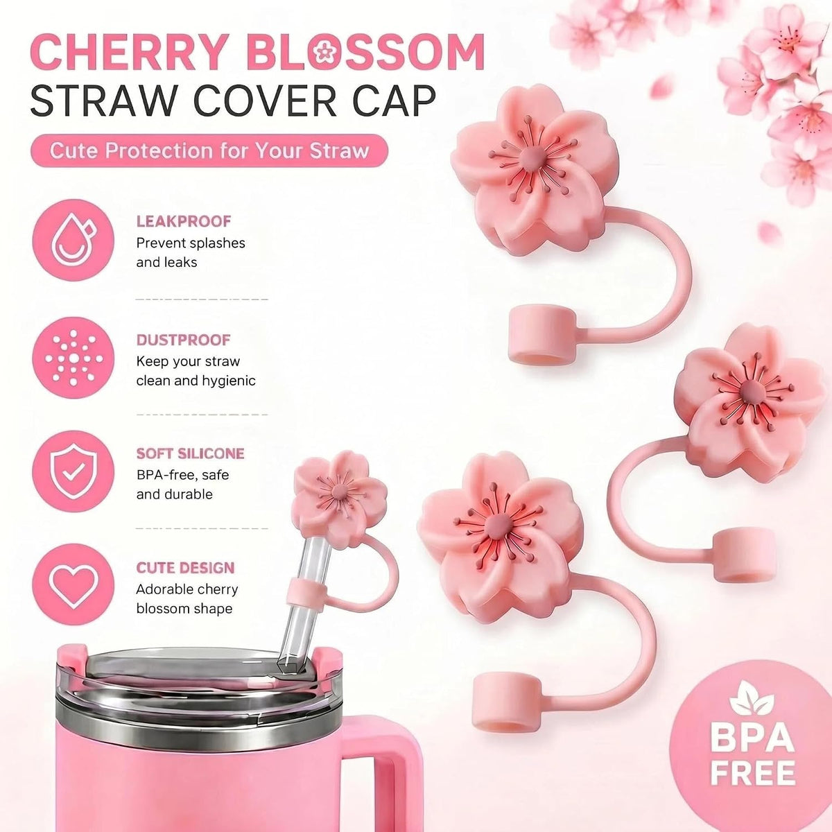 BTYHAOS Straw Covers, Dust Proof Straw Toppers Fit Stanley 30 40oz Tumbler