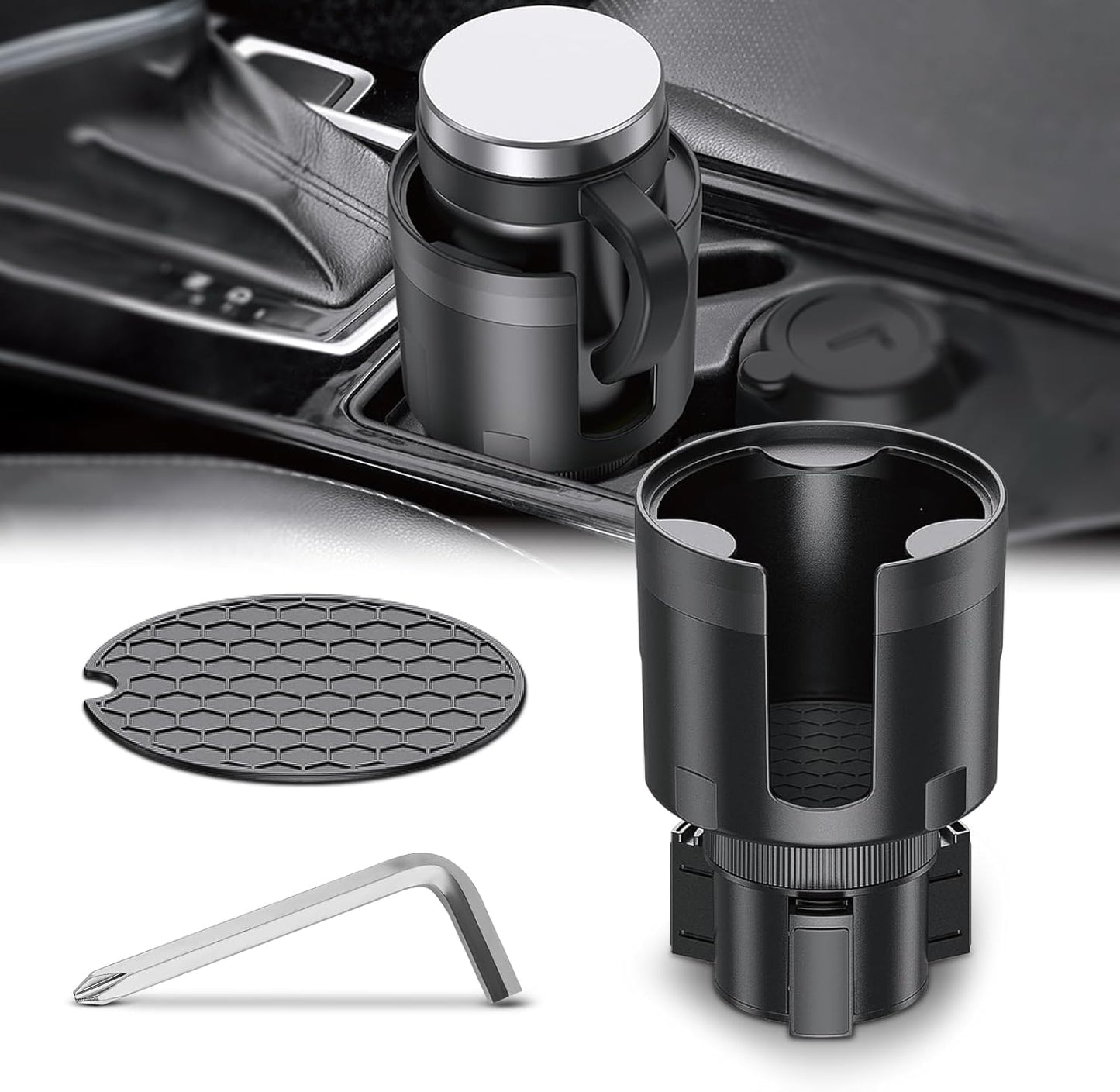 Cup Holder Expander for Car,Upgraded Car Cup Holder Expander Adapter with Offset Adjustable Base, Fit Most Large Bottles and Mugs-Yeti Ramblers 14/24/36/46oz, Hydro Flasks 32/40oz