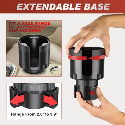 Cup Holder Expander for Car,Upgraded Car Cup Holder Expander Adapter with Offset Adjustable Base, Fit Most Large Bottles and Mugs-Yeti Ramblers 14/24/36/46oz, Hydro Flasks 32/40oz
