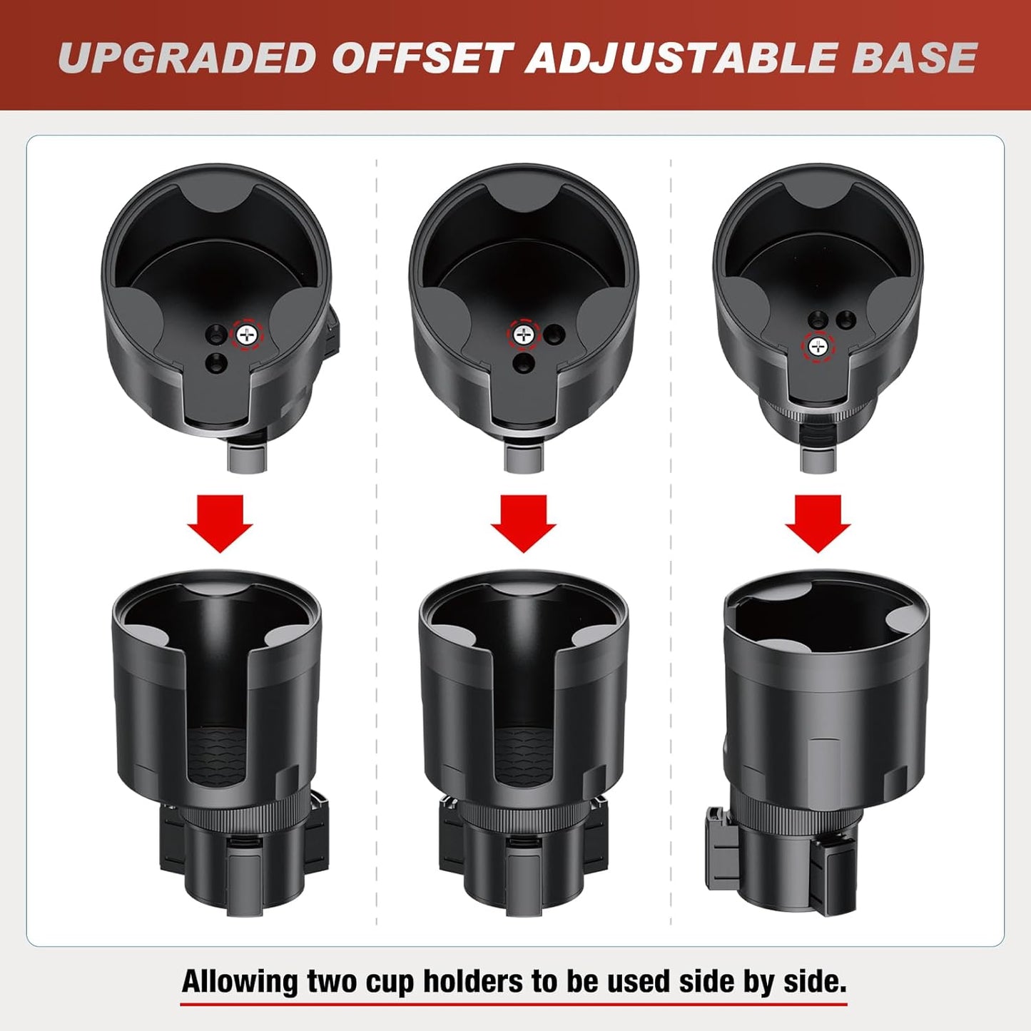 Cup Holder Expander for Car,Upgraded Car Cup Holder Expander Adapter with Offset Adjustable Base, Fit Most Large Bottles and Mugs-Yeti Ramblers 14/24/36/46oz, Hydro Flasks 32/40oz