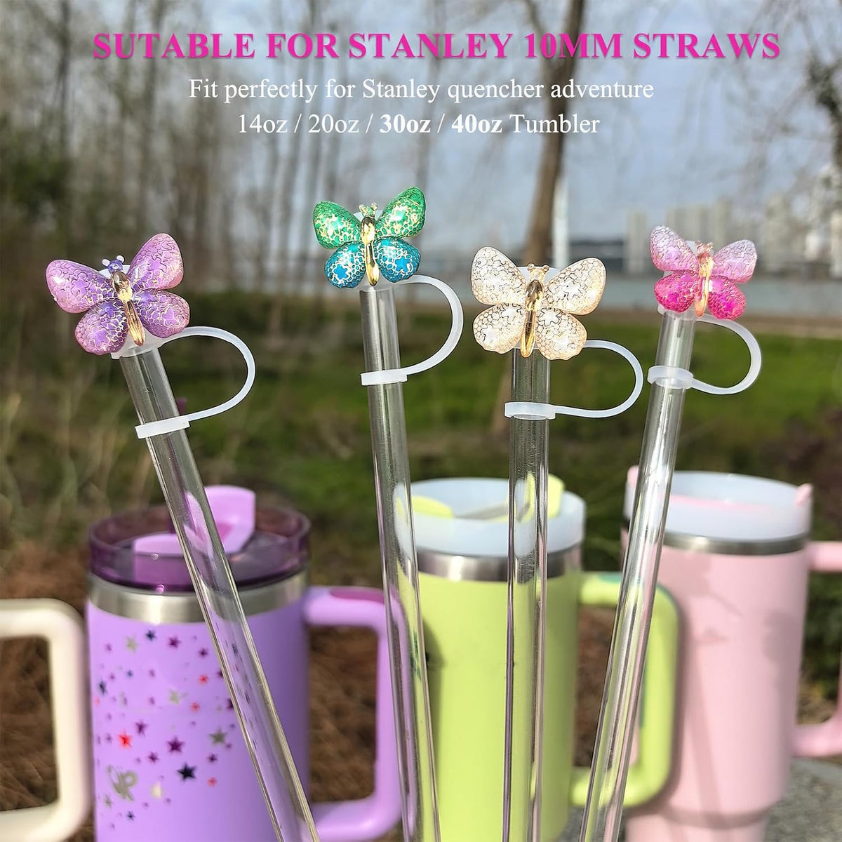 4 Pack Bling Rhinestone Straw Covers for Stanley Cup
