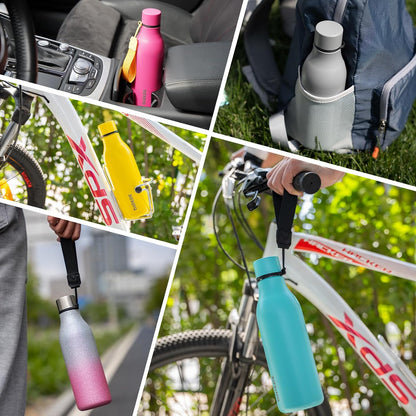 18oz Insulated Water Bottle, Stainless Steel Bottle with Carry Strap | Keep Cold & Hot Vacuum Insulation, Leak-Proof BPA-Free Design, Slim Bottle Fits Most Cup Holders for Gym, Office & Travel - Colors B