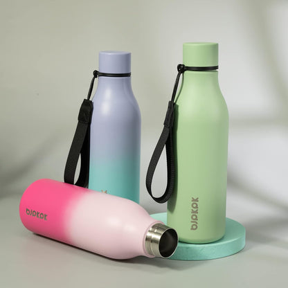 18oz Insulated Water Bottle, Stainless Steel Bottle with Carry Strap | Keep Cold & Hot Vacuum Insulation, Leak-Proof BPA-Free Design, Slim Bottle Fits Most Cup Holders for Gym, Office & Travel - Colors B