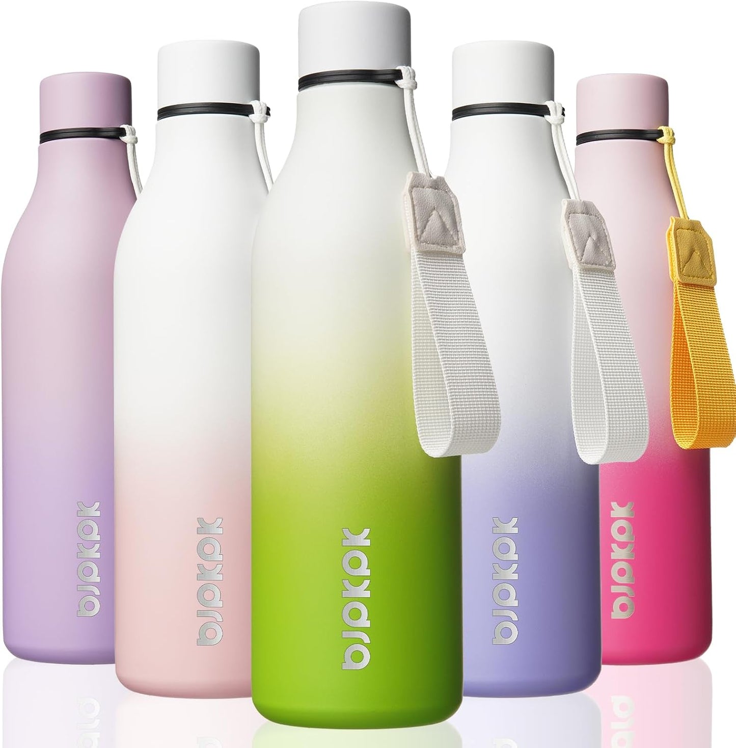 18oz Insulated Water Bottle, Stainless Steel Bottle with Carry Strap | Keep Cold & Hot Vacuum Insulation, Leak-Proof BPA-Free Design, Slim Bottle Fits Most Cup Holders for Gym, Office & Travel - Colors B