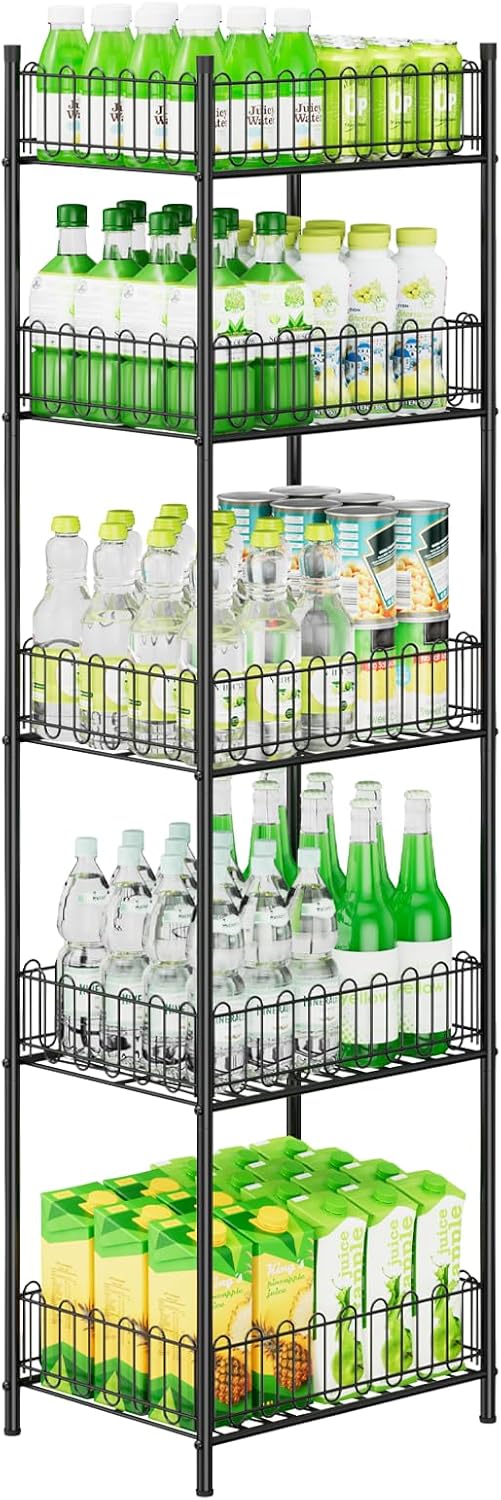 Water Bottle Holder Rack 3 Tier Soda Drink Organizer Vertical Metal Food Storage Shelf for Kitchen Countertop Pantry, Can Storage Organizer for Pantry