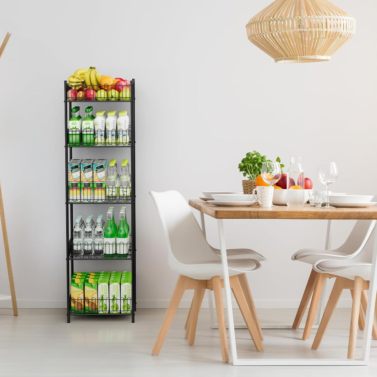Water Bottle Holder Rack 3 Tier Soda Drink Organizer Vertical Metal Food Storage Shelf for Kitchen Countertop Pantry, Can Storage Organizer for Pantry