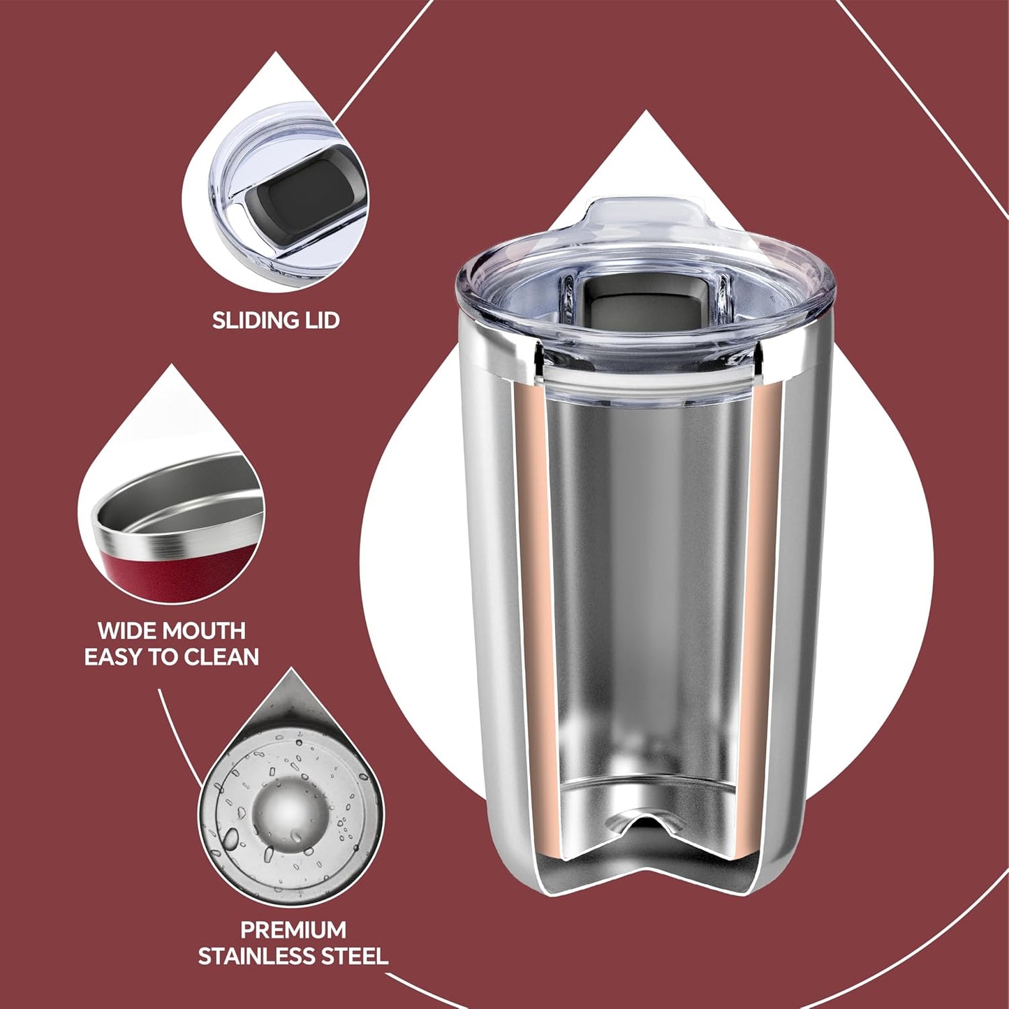 17 oz Travel Coffee Mug, Double Wall Vacuum Stainless Steel Insulated Coffee Tumbler With Lid, Splash-Proof & Cup Holder Friendly, Keeps Drinks Hot/Cold, Dishwasher Safe, Celadon