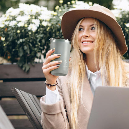 17 oz Travel Coffee Mug, Double Wall Vacuum Stainless Steel Insulated Coffee Tumbler With Lid, Splash-Proof & Cup Holder Friendly, Keeps Drinks Hot/Cold, Dishwasher Safe, Celadon