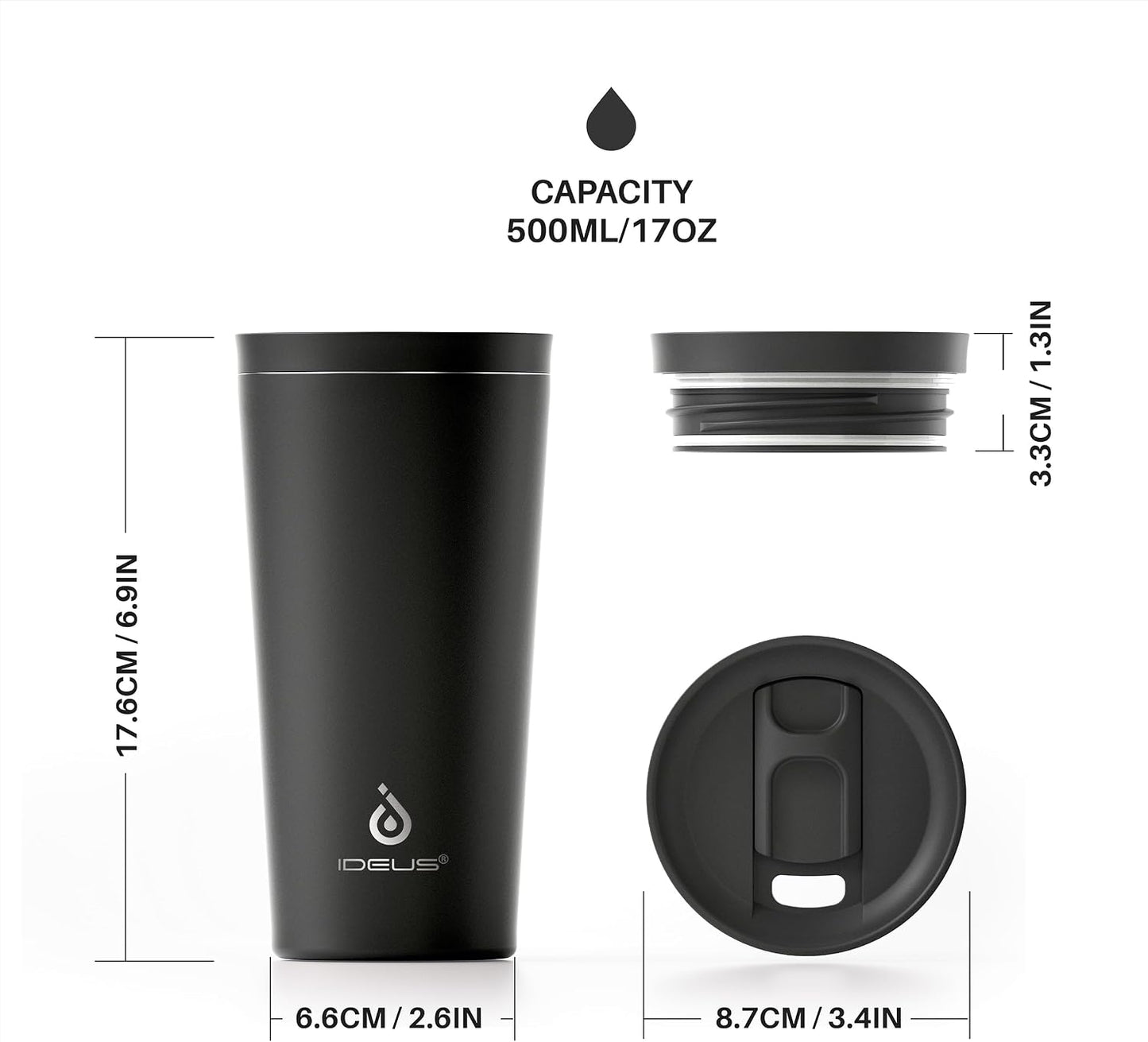 17 oz Travel Coffee Mug, Double Wall Vacuum Stainless Steel Insulated Coffee Tumbler With Lid, Splash-Proof & Cup Holder Friendly, Keeps Drinks Hot/Cold, Dishwasher Safe, Celadon
