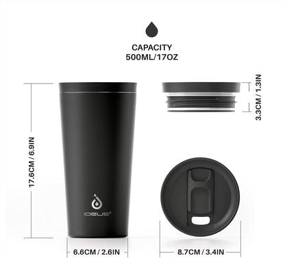 17 oz Travel Coffee Mug, Double Wall Vacuum Stainless Steel Insulated Coffee Tumbler With Lid, Splash-Proof & Cup Holder Friendly, Keeps Drinks Hot/Cold, Dishwasher Safe, Celadon