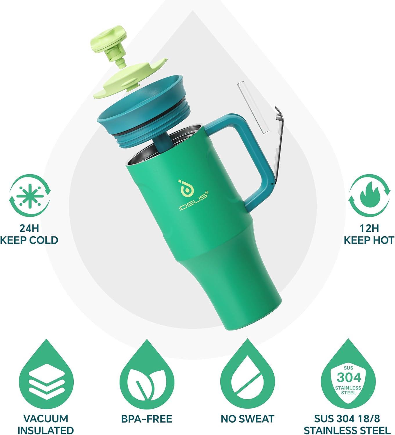 17 oz Travel Coffee Mug, Double Wall Vacuum Stainless Steel Insulated Coffee Tumbler With Lid, Splash-Proof & Cup Holder Friendly, Keeps Drinks Hot/Cold, Dishwasher Safe, Celadon