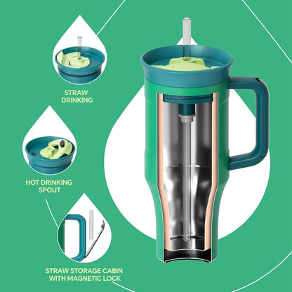 17 oz Travel Coffee Mug, Double Wall Vacuum Stainless Steel Insulated Coffee Tumbler With Lid, Splash-Proof & Cup Holder Friendly, Keeps Drinks Hot/Cold, Dishwasher Safe, Celadon