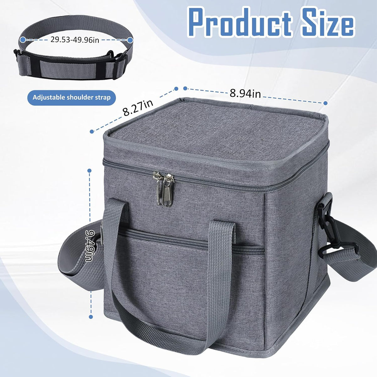 Insulated Drink Carrier Bag with Handle, 2 Side Pockets, Black