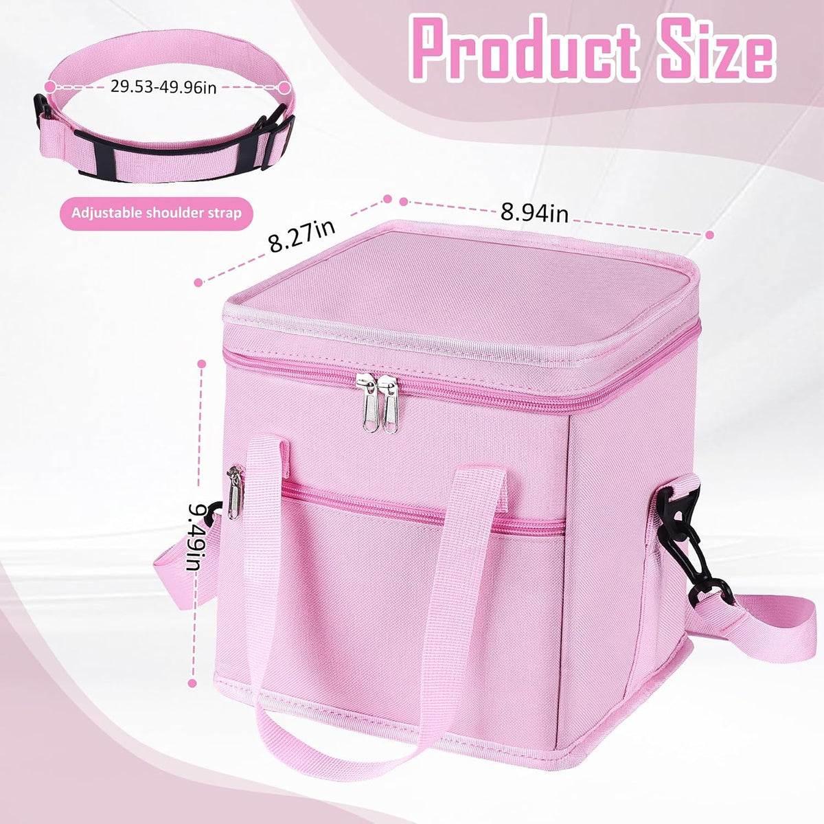 Insulated Drink Carrier Bag with Handle, 2 Side Pockets, Black