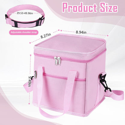 Insulated Drink Carrier Bag with Handle, 2 Side Pockets, Black
