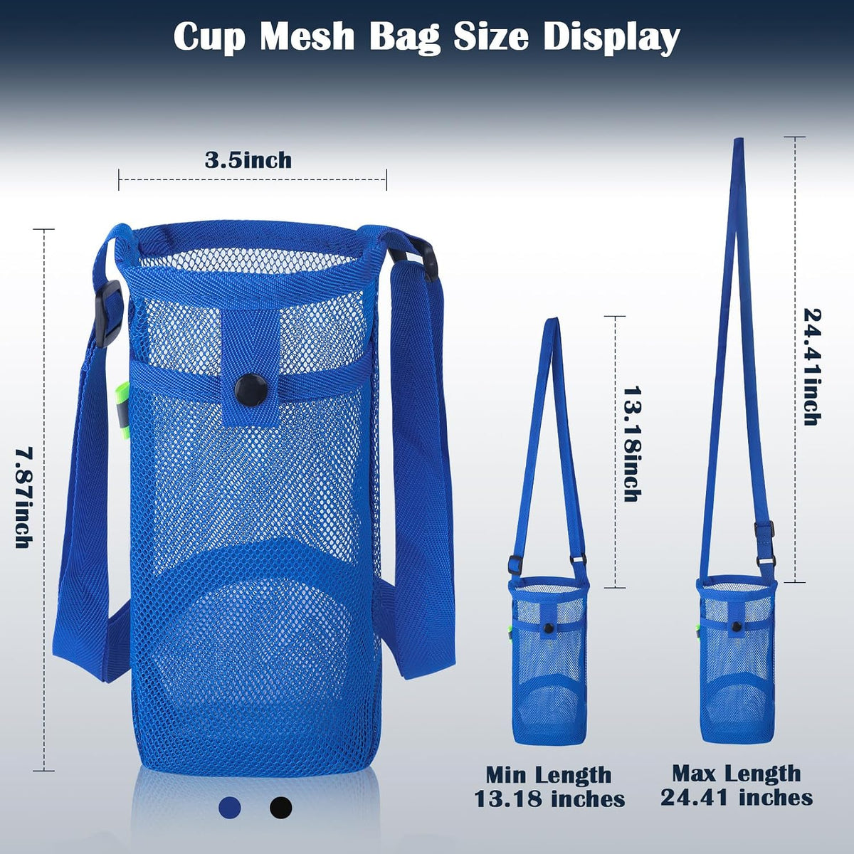 2 Packs Bottle Holder With Strap, Mesh Sling With Adjustable Shoulder Strap, Portable Bag With Pocket, Water Bottle Carrier for Walking, Hiking, Travelling