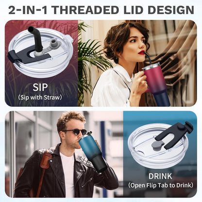 40 oz Tumbler With Handle Travel Coffee Mug Stainless Steel Cup with Straw