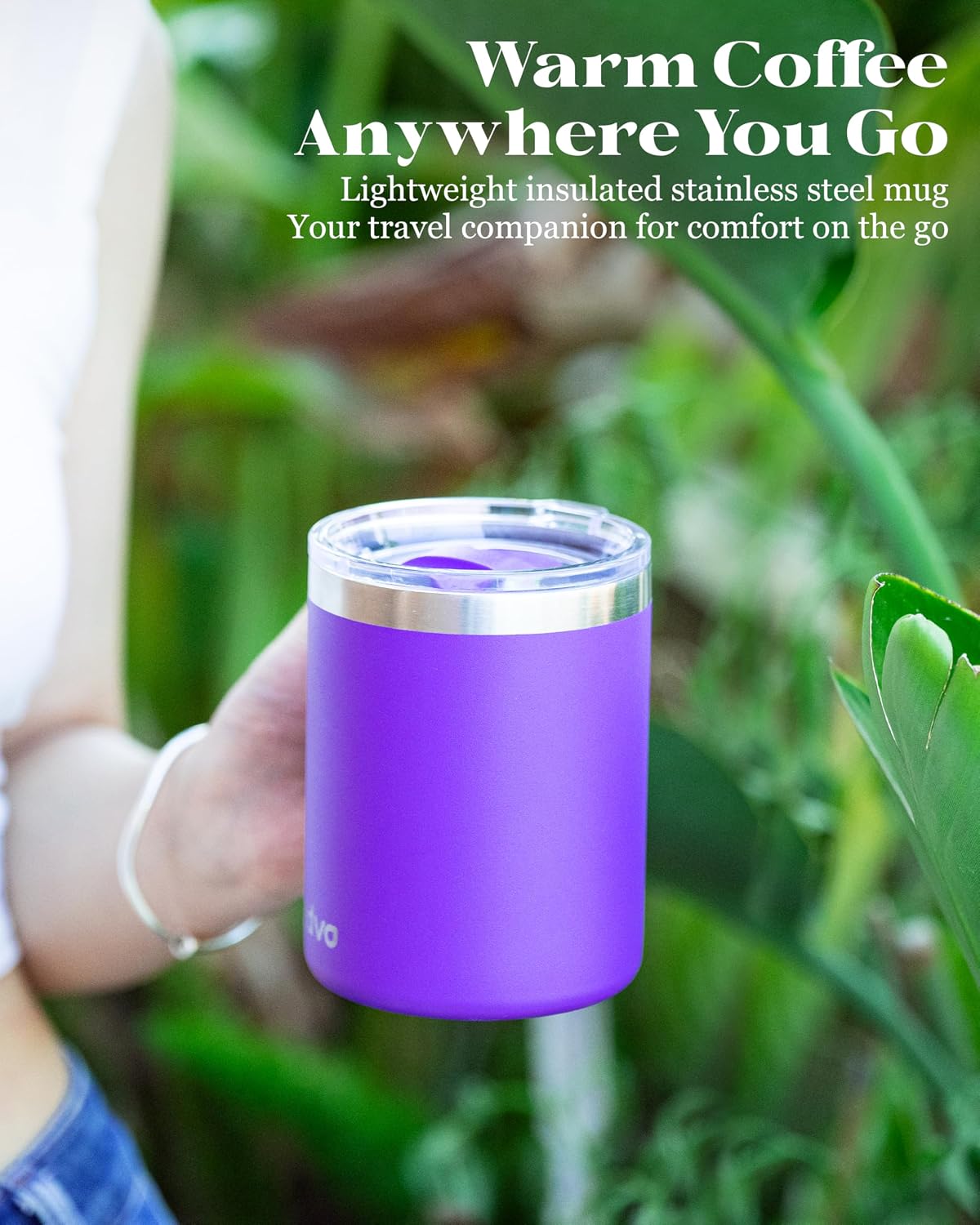 12oz Insulated Coffee Mug with 2 Lids & Handle, Stainless Steel Cup | Keeps Drinks Hot & Cold, Double Wall Vacuum Insulated Travel Tumbler for Home, Office & Outdoor, White - Colors B