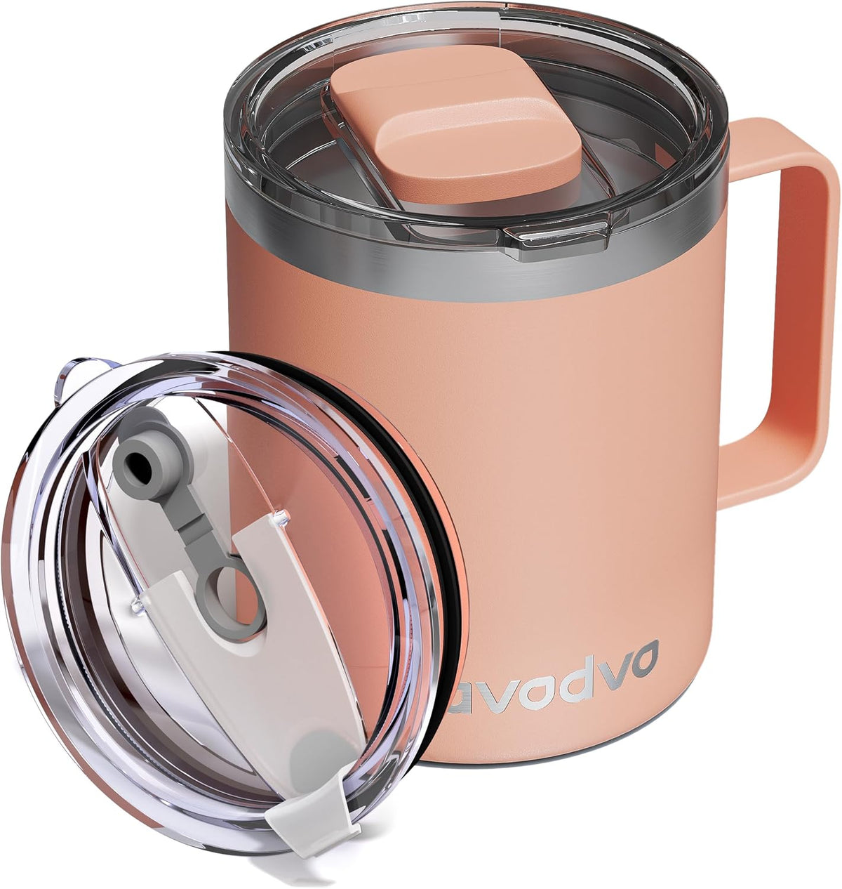 12oz Insulated Coffee Mug with 2 Lids & Handle, Stainless Steel Cup | Keeps Drinks Hot & Cold, Double Wall Vacuum Insulated Travel Tumbler for Home, Office & Outdoor, White - Colors B