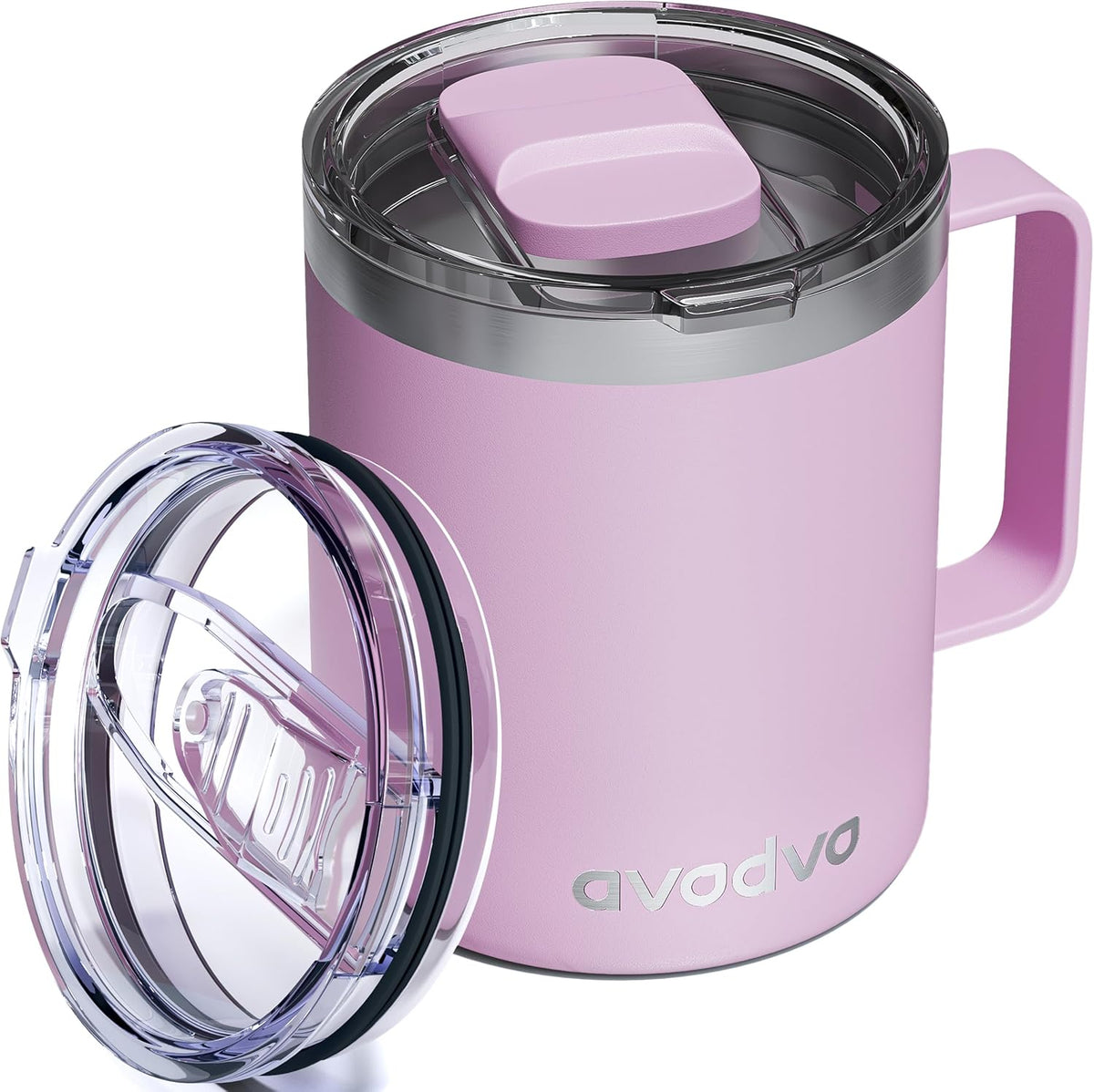 12oz Insulated Coffee Mug with 2 Lids & Handle, Stainless Steel Cup | Keeps Drinks Hot & Cold, Double Wall Vacuum Insulated Travel Tumbler for Home, Office & Outdoor, White - Colors B