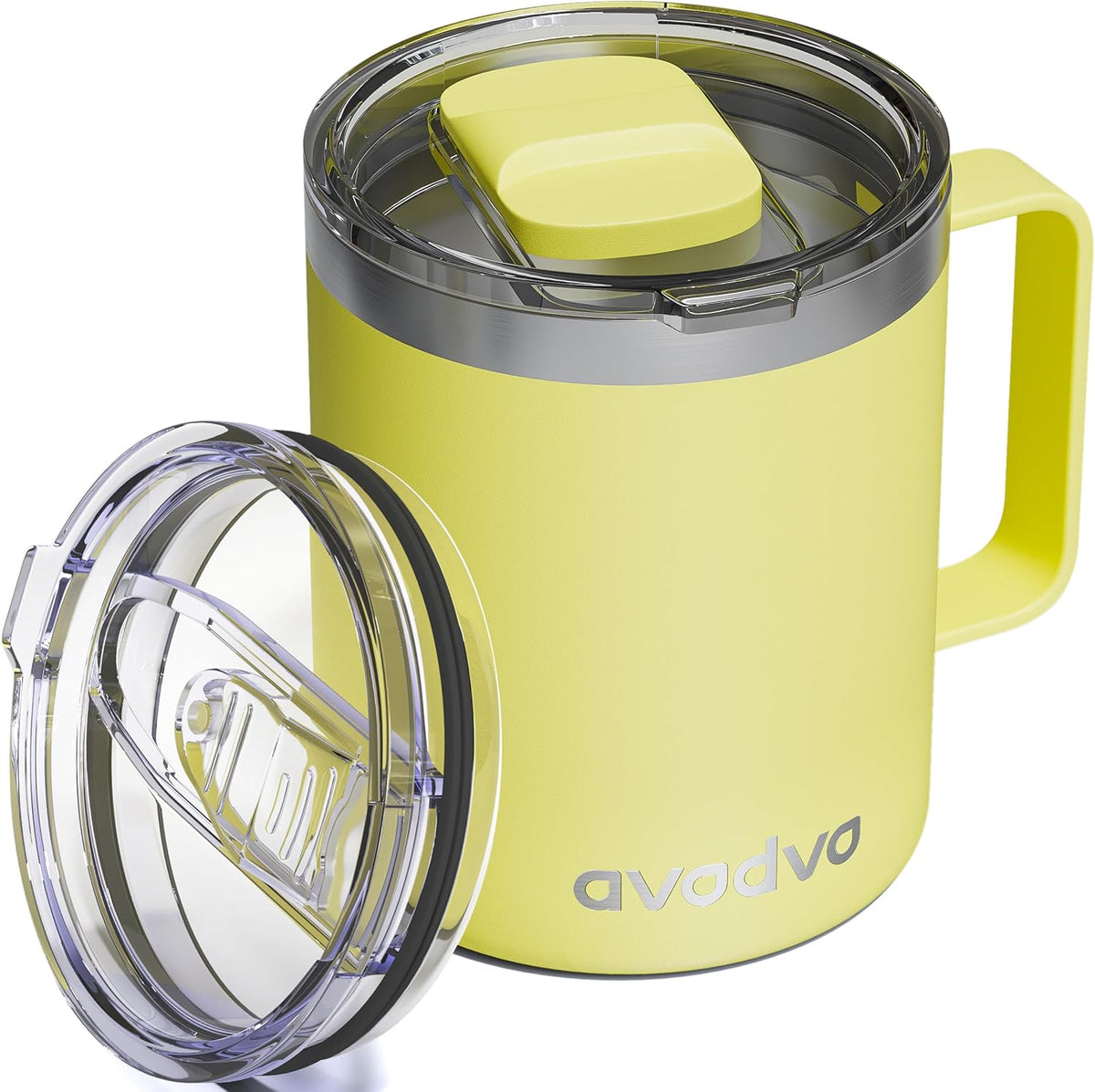 12oz Insulated Coffee Mug with 2 Lids & Handle, Stainless Steel Cup | Keeps Drinks Hot & Cold, Double Wall Vacuum Insulated Travel Tumbler for Home, Office & Outdoor, White - Colors B