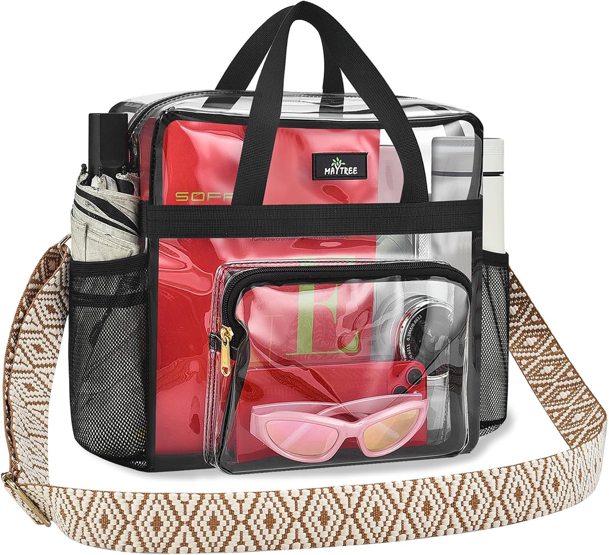 Clear Bag for Stadium Events, 12x5.5x12 Clear Tote Bag for Work