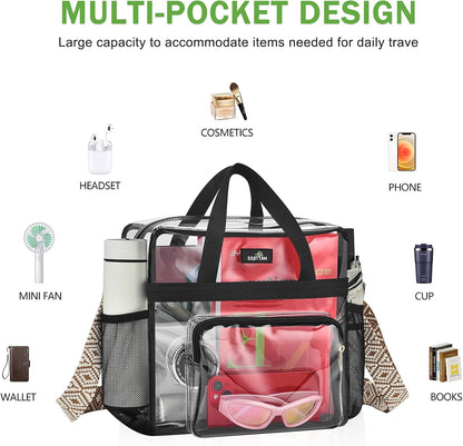 Clear Bag for Stadium Events, 12x5.5x12 Clear Tote Bag for Work