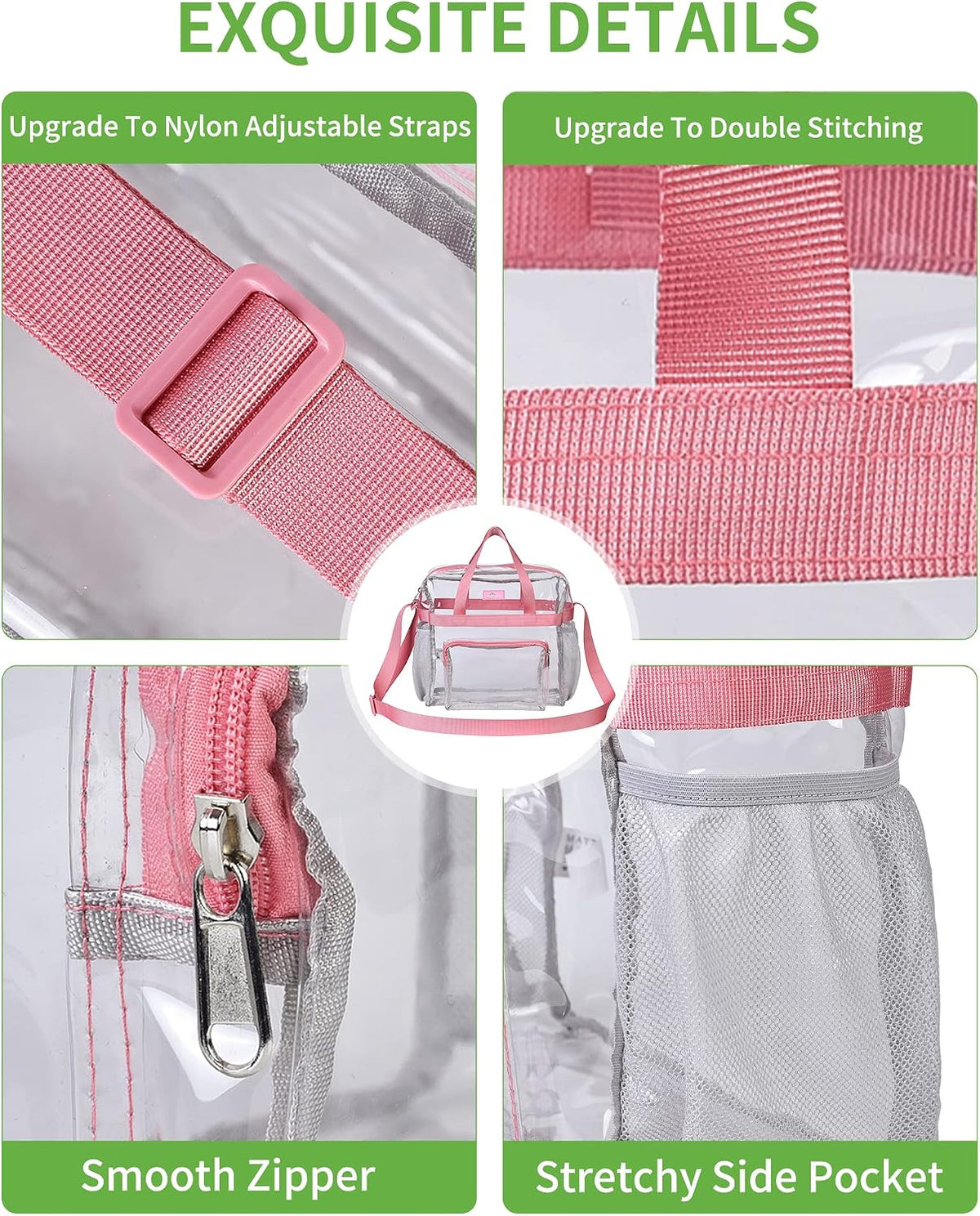 Clear Bag for Stadium Events, 12x5.5x12 Clear Tote Bag for Work
