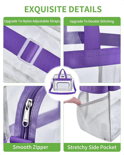 Clear Bag for Stadium Events, 12x5.5x12 Clear Tote Bag for Work